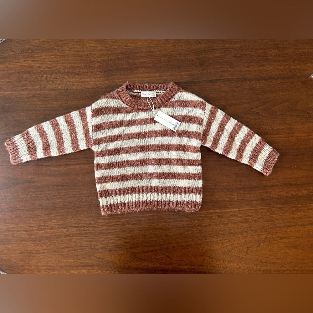 NWT. Rylee+Cru cream and mocha sweater 18-24m